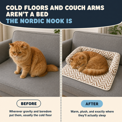 The Nordic Nook — Plush Non-Slip Cat Bed