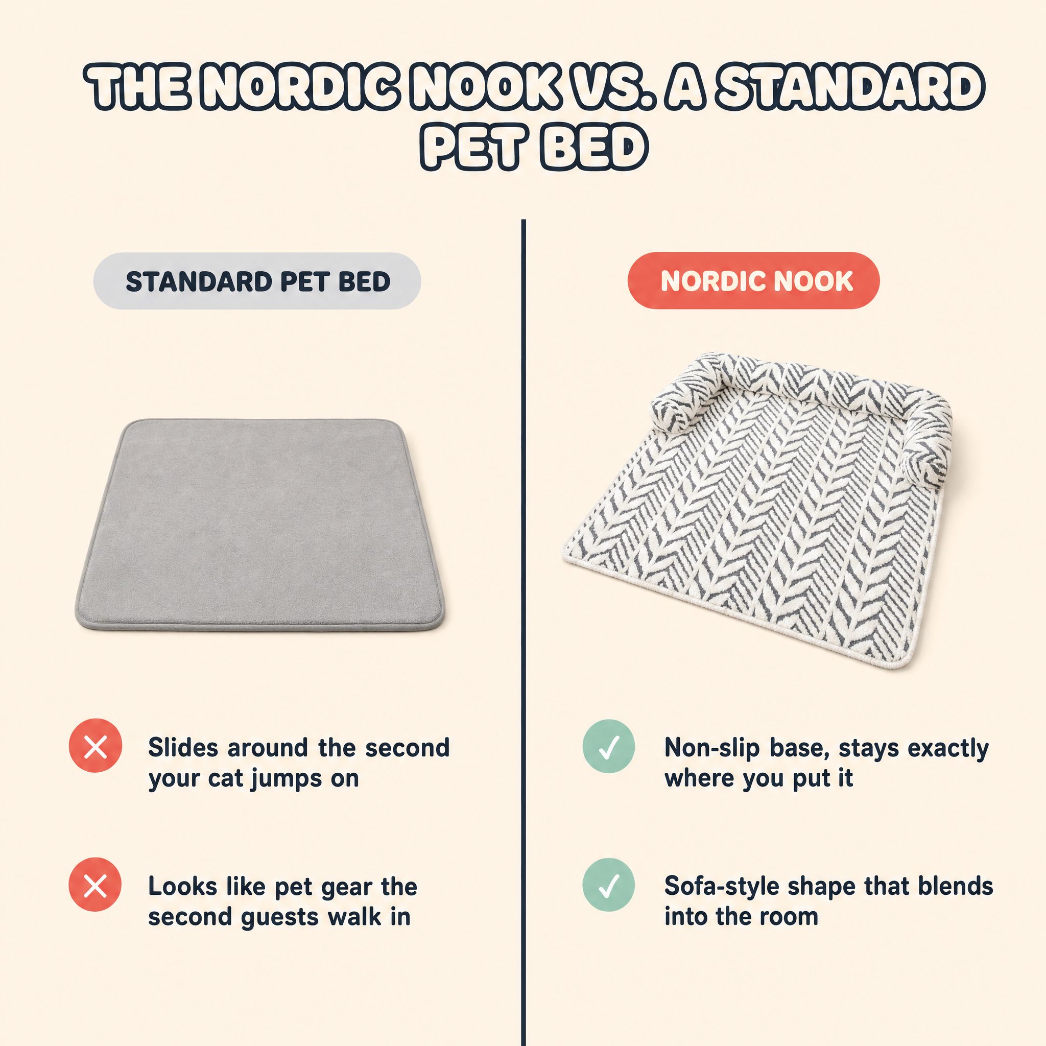 The Nordic Nook — Plush Non-Slip Cat Bed