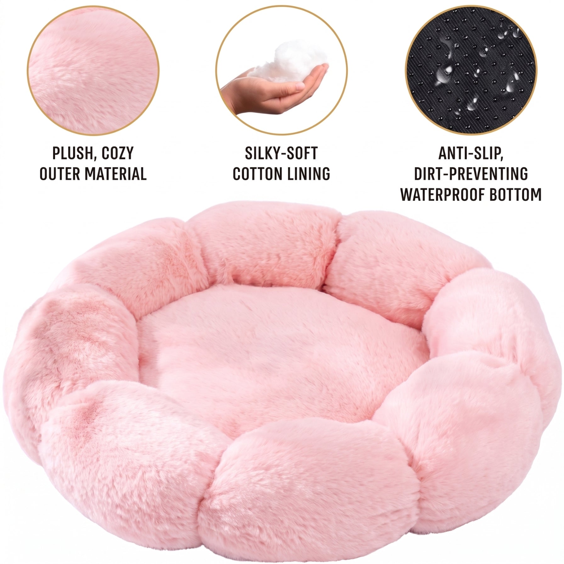 Floral Bed — Round Plush Cat Basket Bed