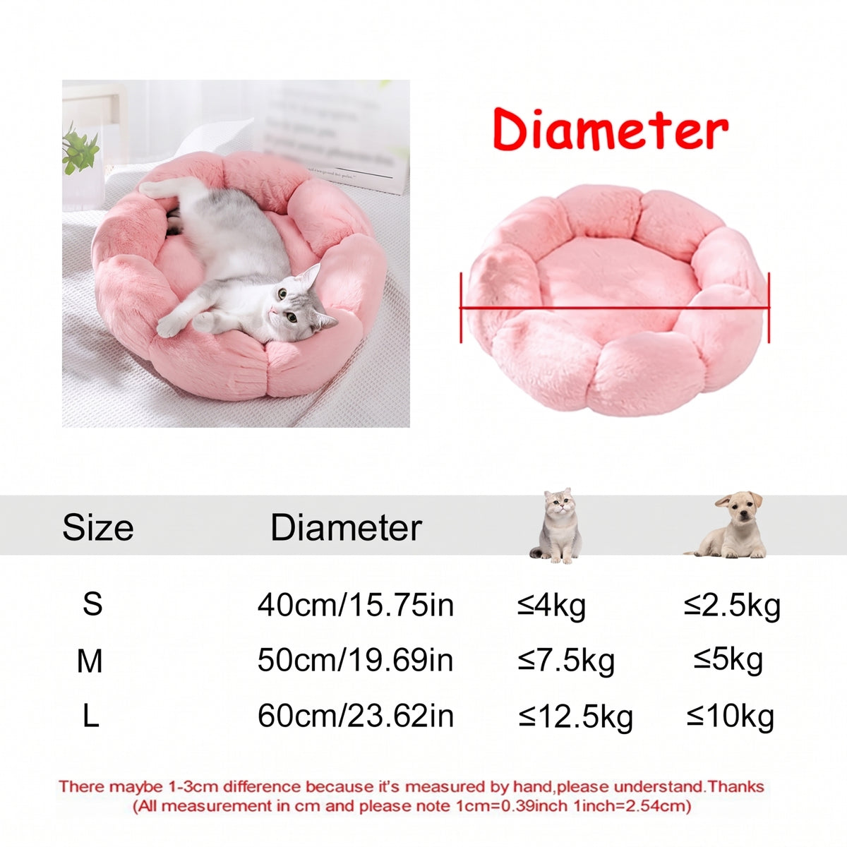 Floral Bed — Round Plush Cat Basket Bed
