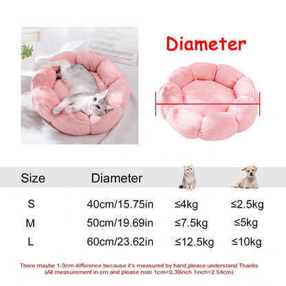 Floral Bed — Round Plush Cat Basket Bed