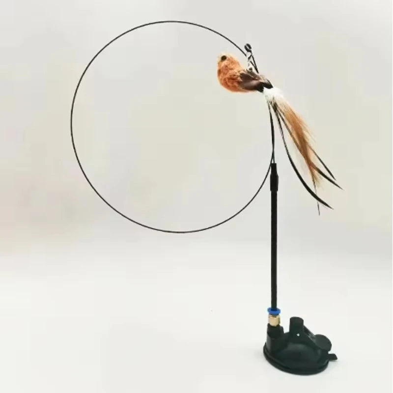 The Perch Chase — Suction Cup Feather Teaser Wand