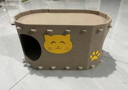 The Hideout — Felt Two-Story Cat Cave