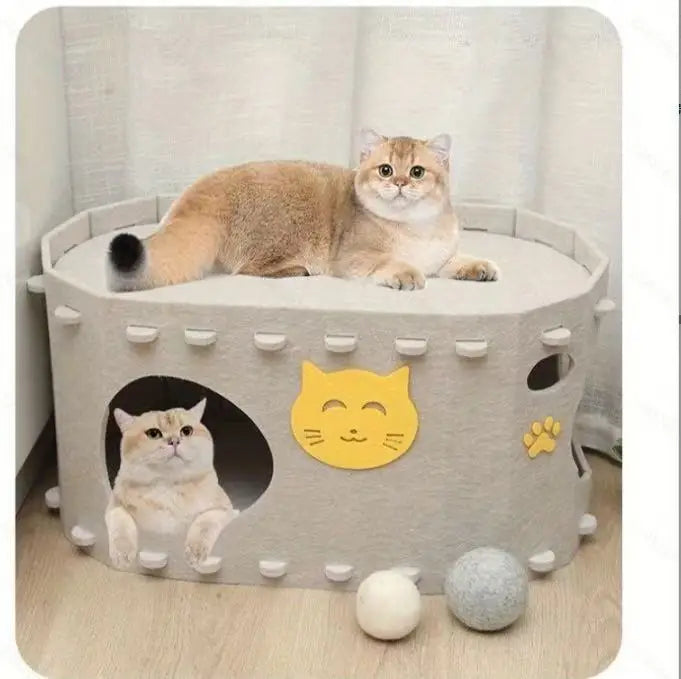 The Hideout — Felt Two-Story Cat Cave