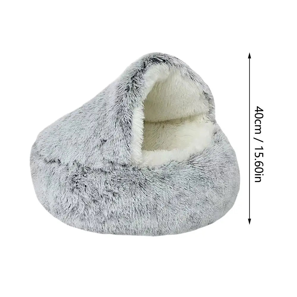 The Burrow — Semi-Enclosed Plush Cat Cave Bed