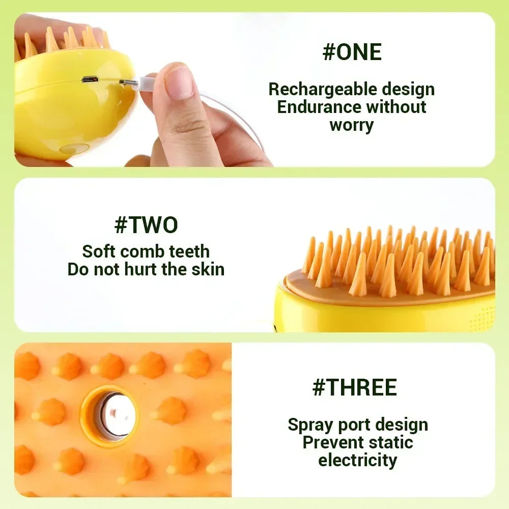 The Steam Groomer — Electric Spray Massage Brush