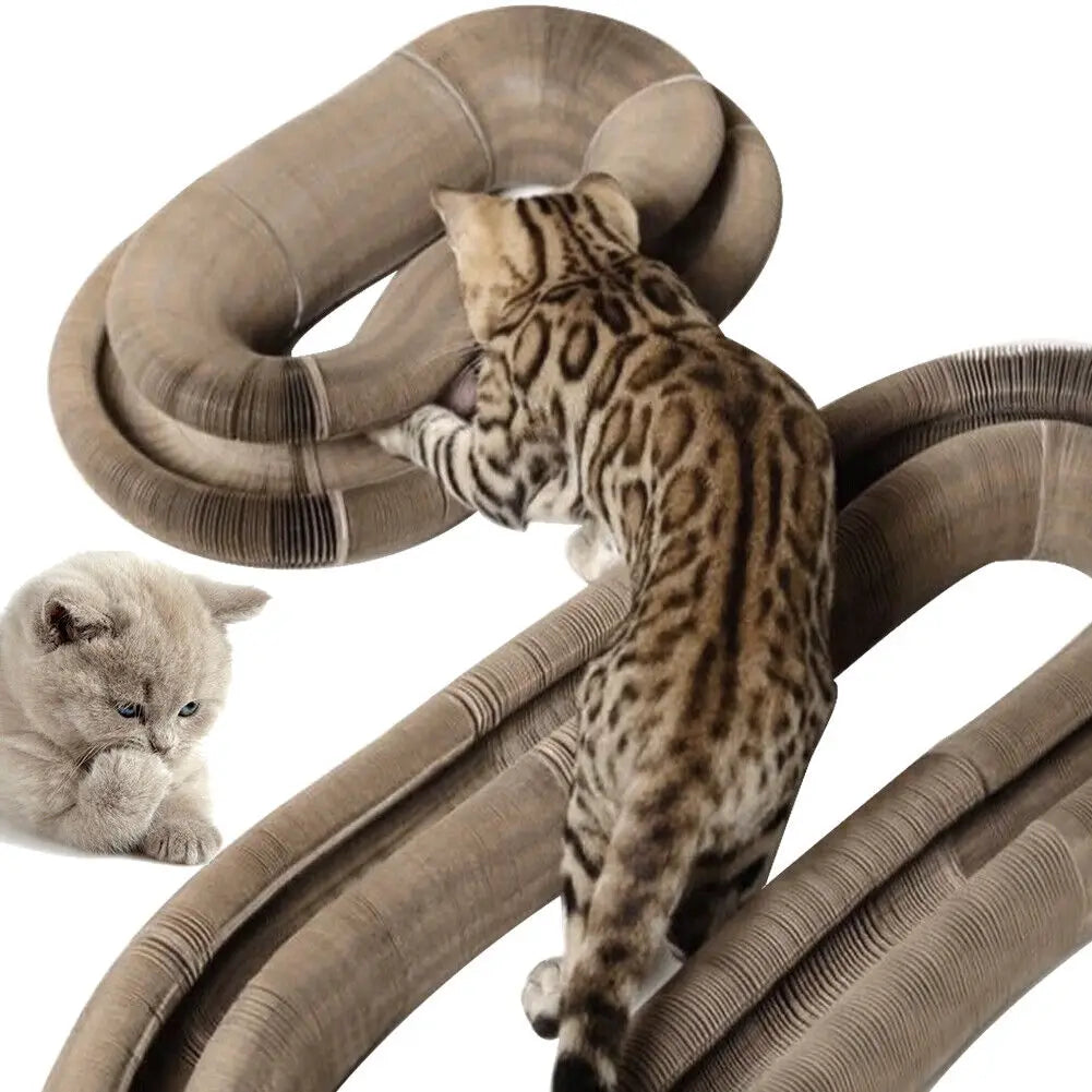 The Fold & Scratch — Cardboard Cat Scratcher with Ball