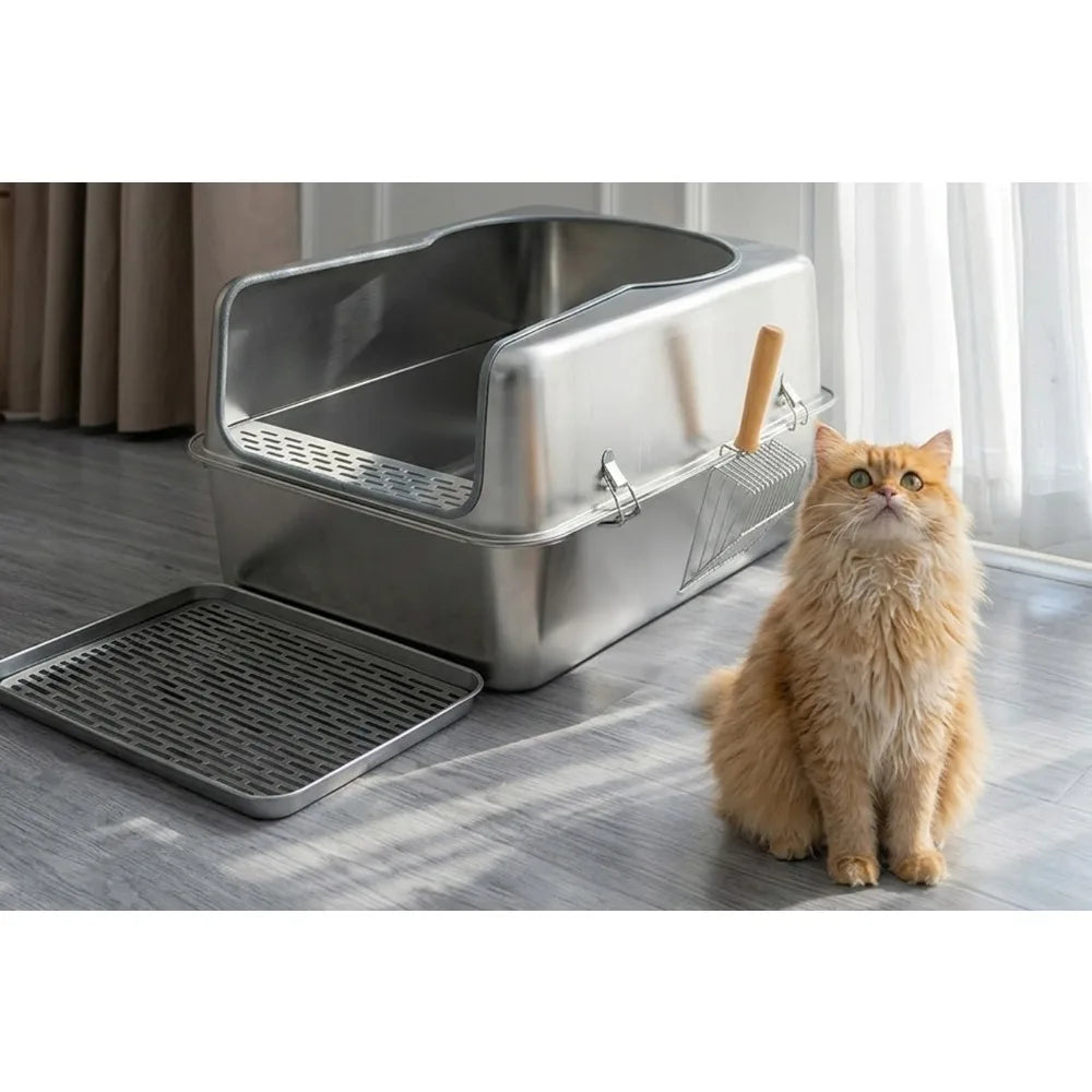 The Throne — Oversized 304 Stainless Steel Cat Litter Box