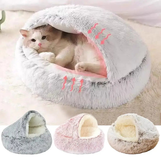 The Burrow — Semi-Enclosed Plush Cat Cave Bed