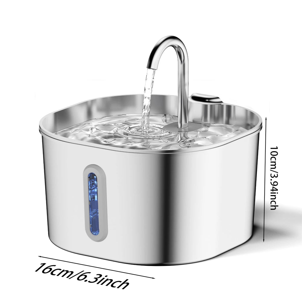The Lookout — Stainless Steel Cat Fountain with Water-Level Window