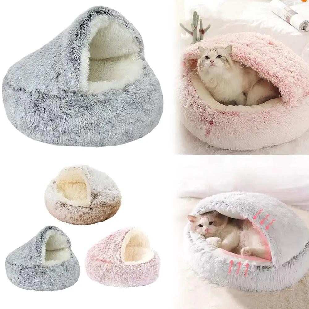 The Burrow — Semi-Enclosed Plush Cat Cave Bed