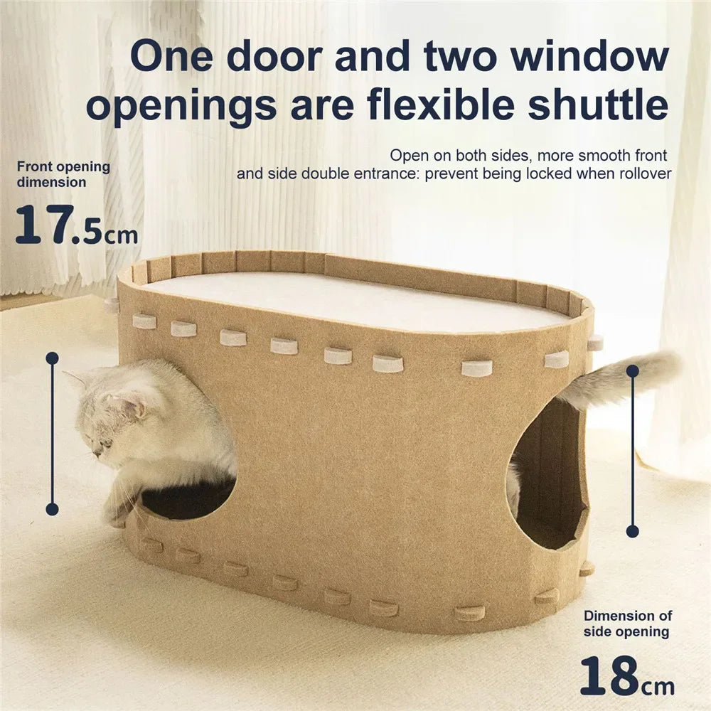 The Hideout — Felt Two-Story Cat Cave