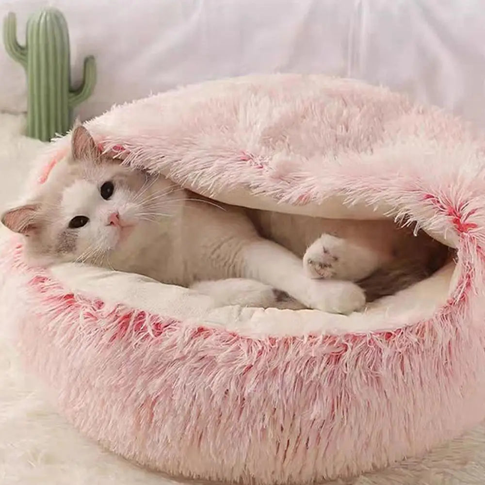 The Burrow — Semi-Enclosed Plush Cat Cave Bed