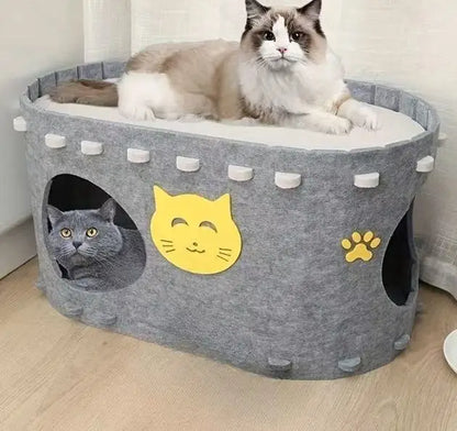 The Hideout — Felt Two-Story Cat Cave