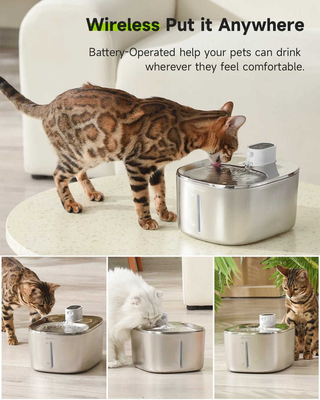 The Water Office — Wireless Stainless Steel Cat Fountain