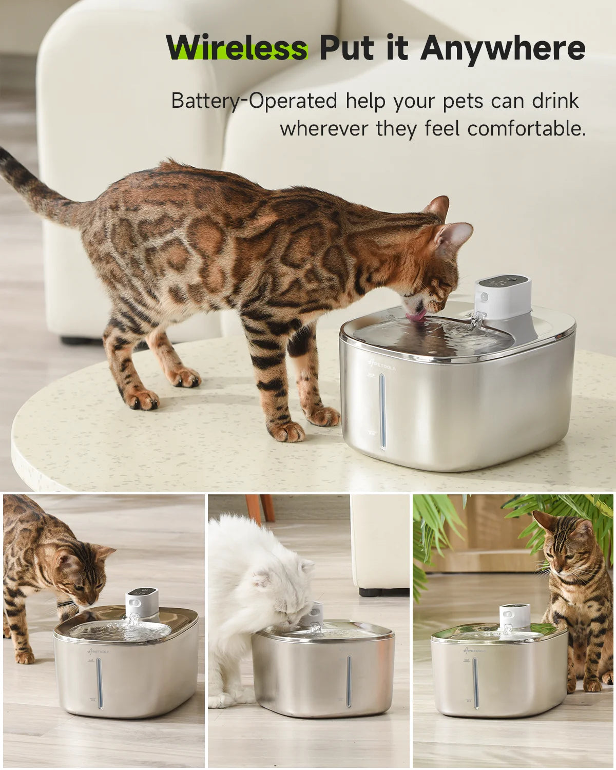 The Water Office — Wireless Stainless Steel Cat Fountain
