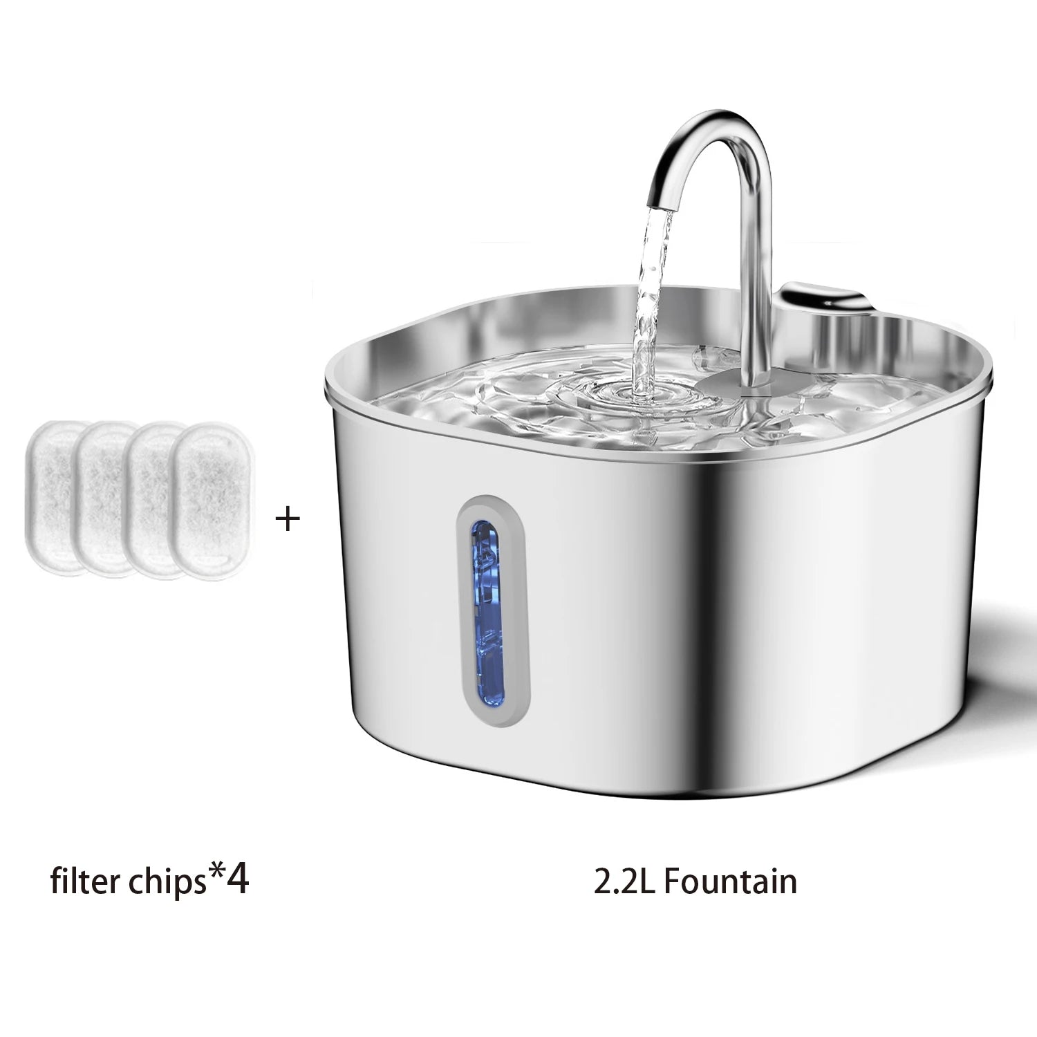 The Lookout — Stainless Steel Cat Fountain with Water-Level Window