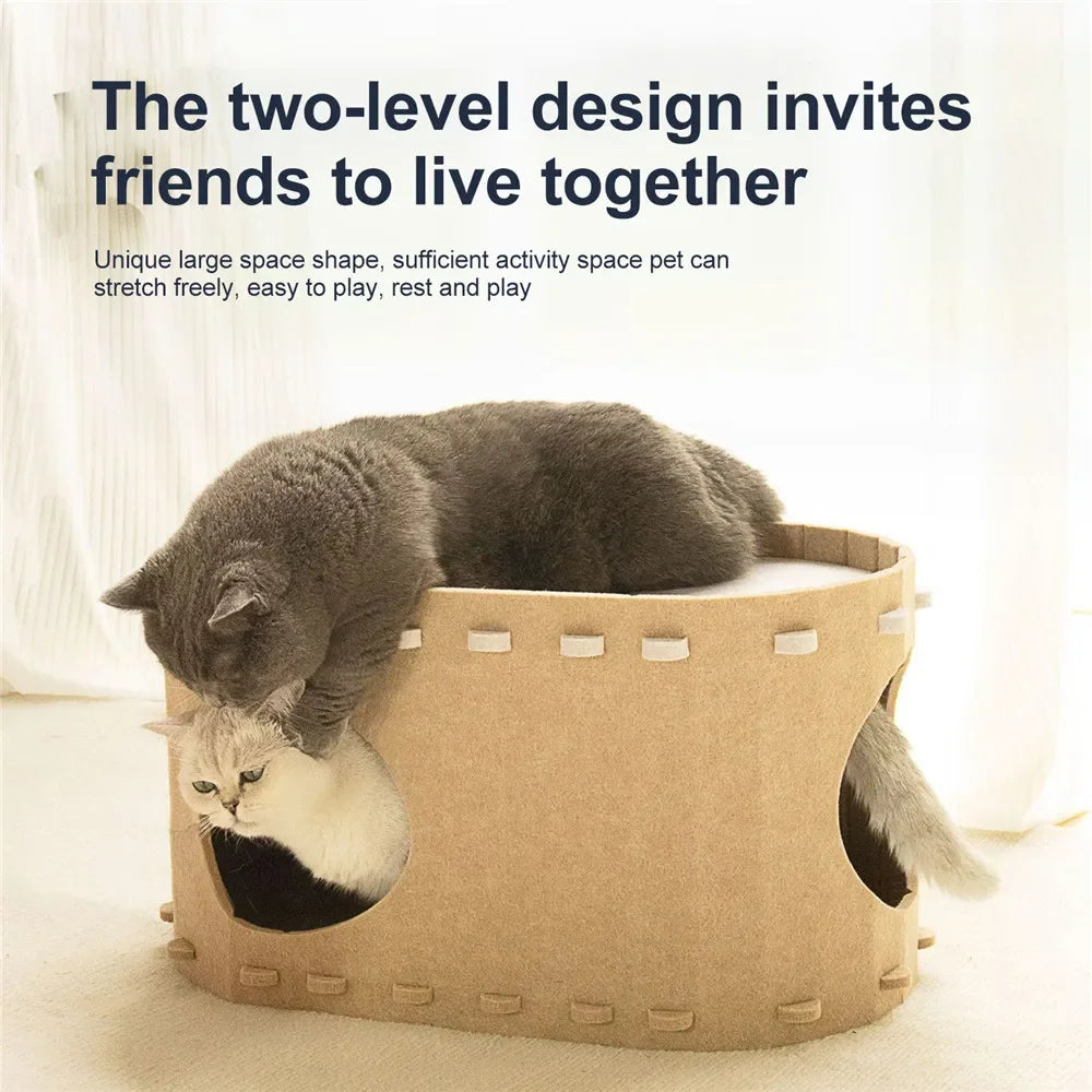 The Hideout — Felt Two-Story Cat Cave