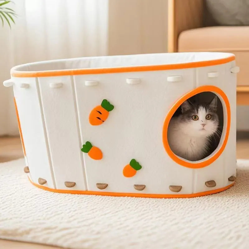 The Hideout — Felt Two-Story Cat Cave