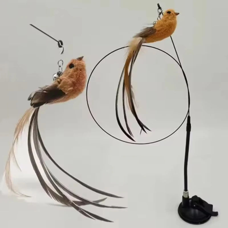 The Perch Chase — Suction Cup Feather Teaser Wand