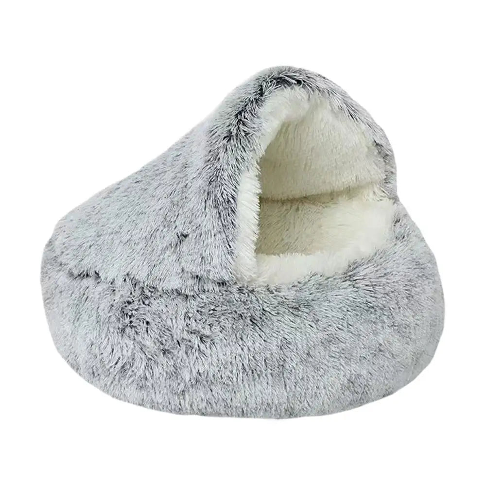 The Burrow — Semi-Enclosed Plush Cat Cave Bed