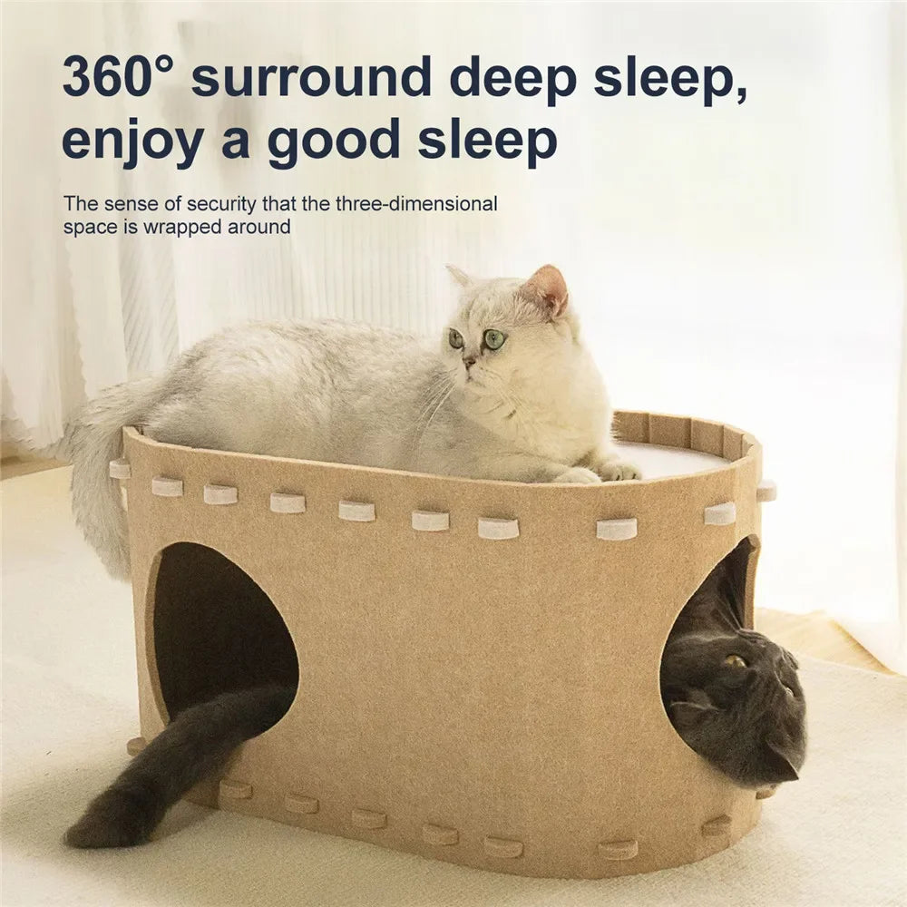 The Hideout — Felt Two-Story Cat Cave