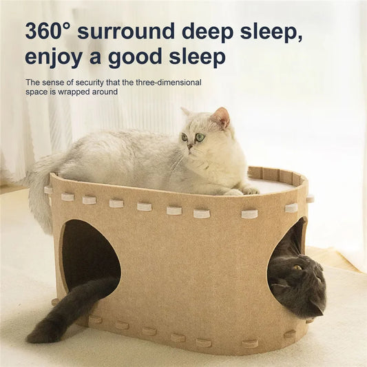 The Hideout — Felt Two-Story Cat Cave