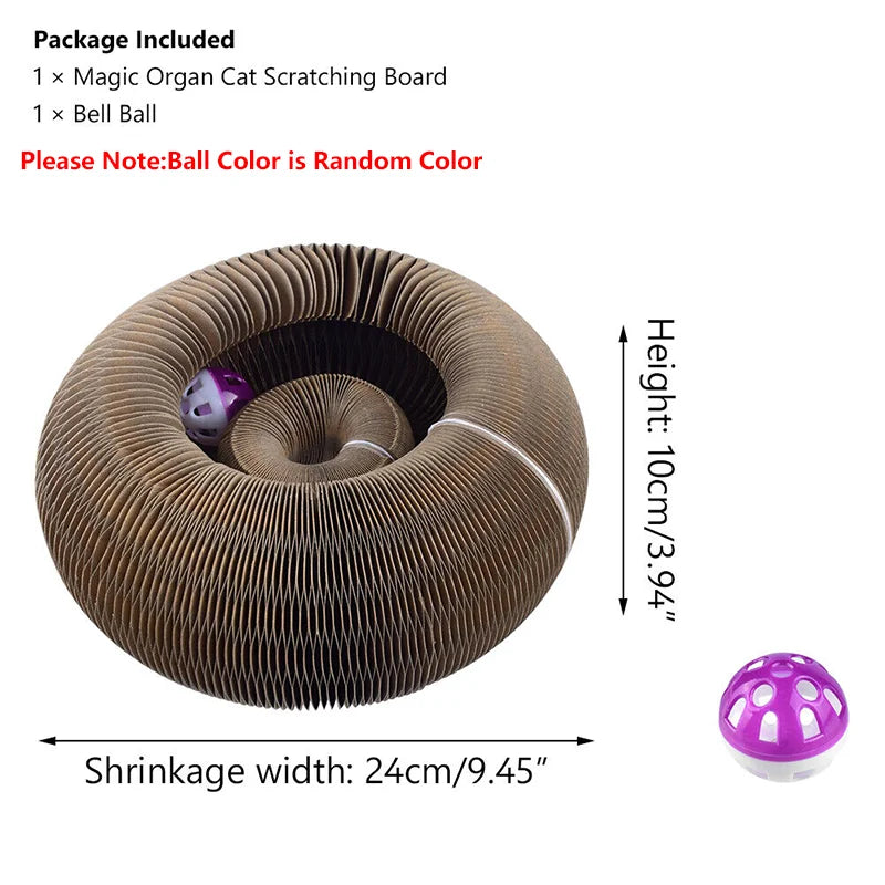 The Fold & Scratch — Cardboard Cat Scratcher with Ball