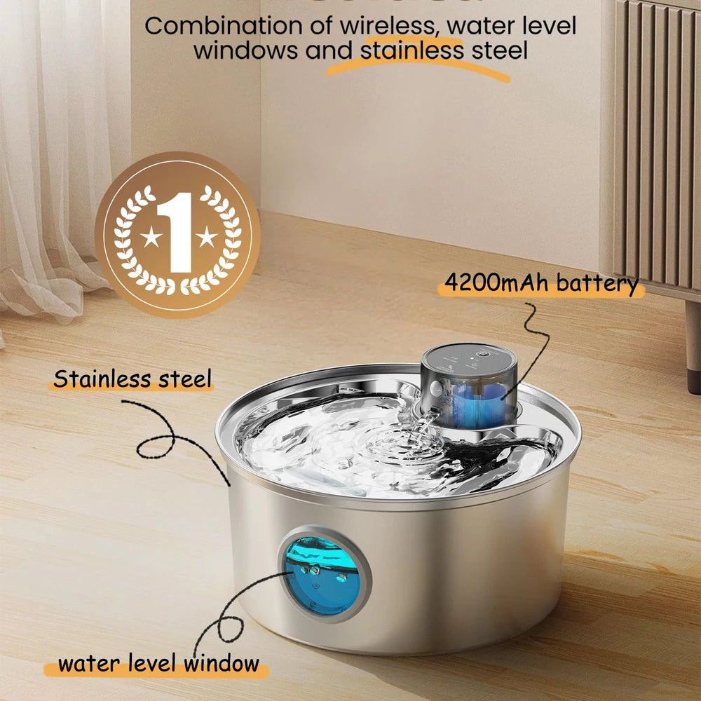 The Water Office Pro — Rechargeable Stainless Steel Cat Fountain