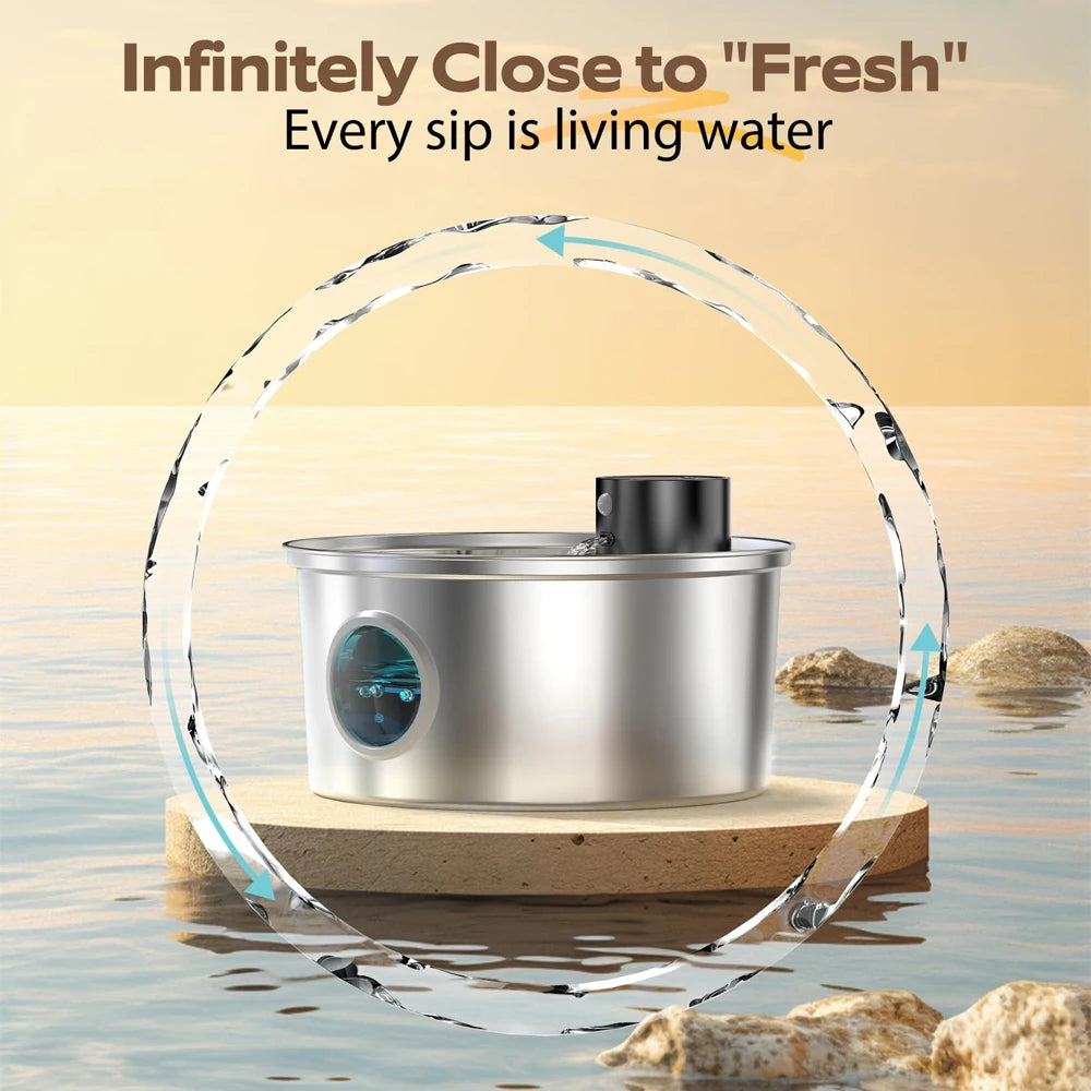 The Water Office Pro — Rechargeable Stainless Steel Cat Fountain