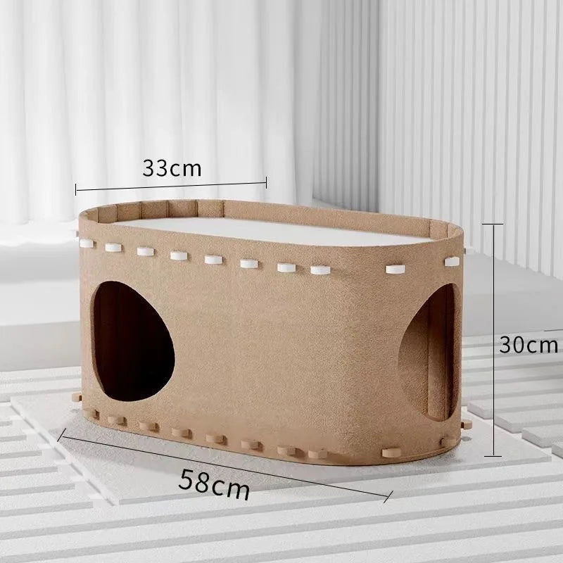 The Hideout — Felt Two-Story Cat Cave