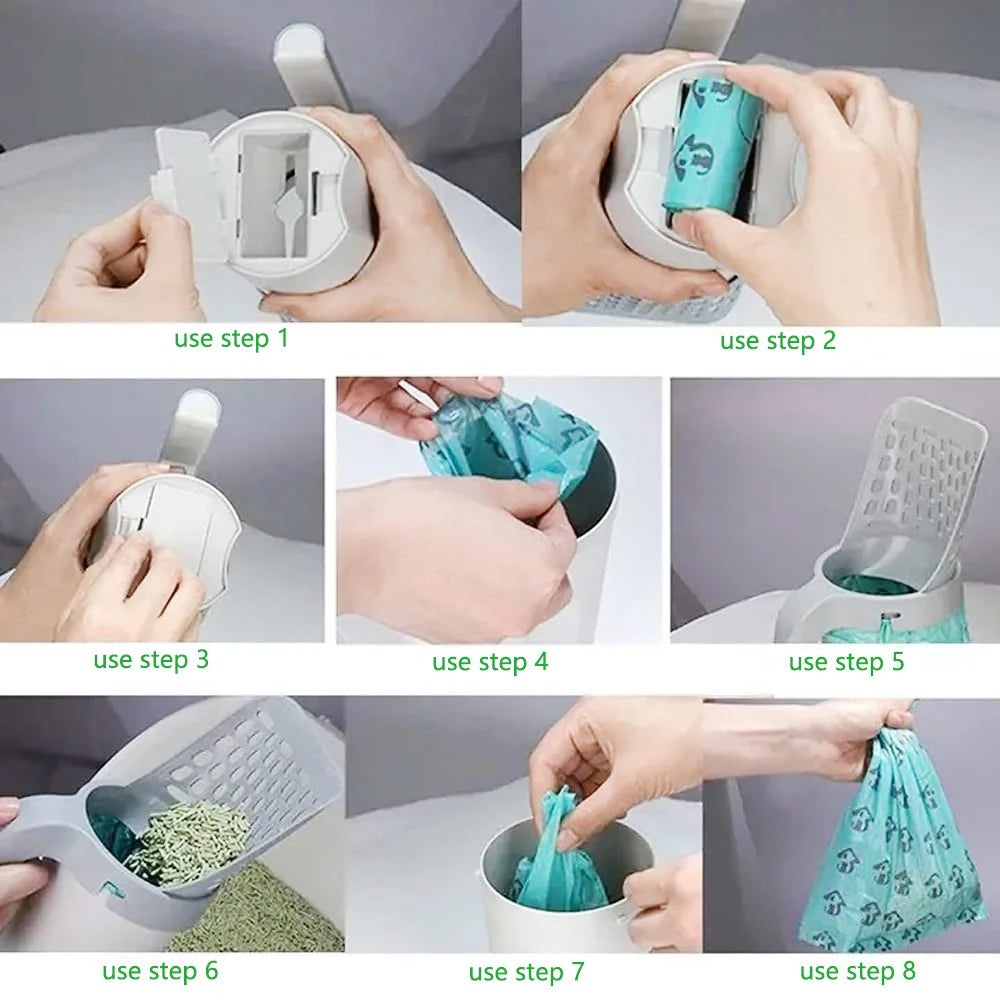 The Sift & Toss — Cat Litter Scoop with Bag Dispenser