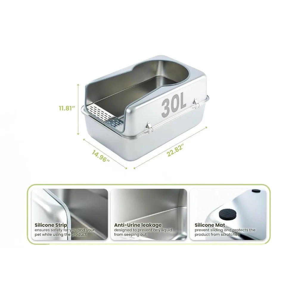 The Throne — Oversized 304 Stainless Steel Cat Litter Box