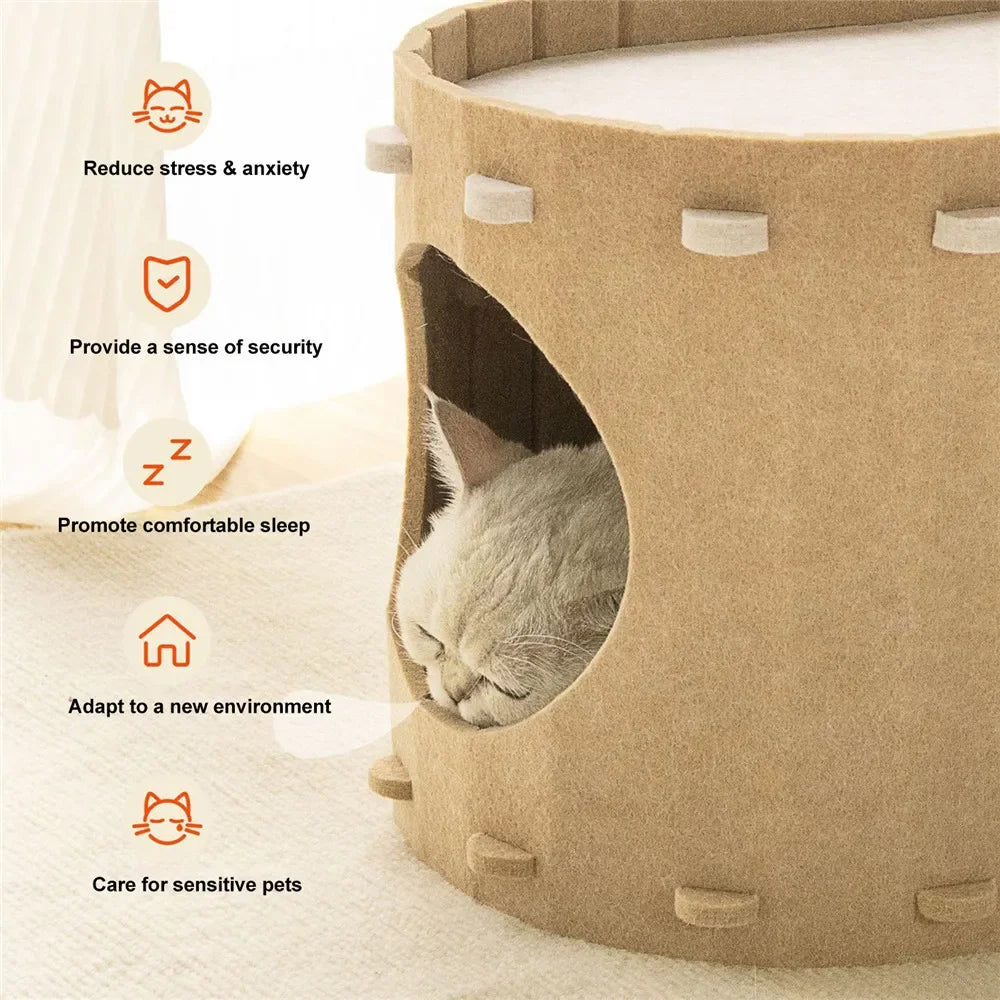 The Hideout — Felt Two-Story Cat Cave