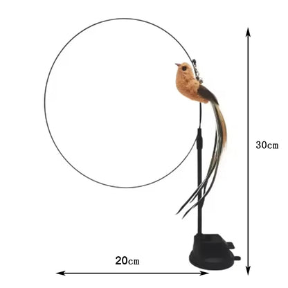 The Perch Chase — Suction Cup Feather Teaser Wand