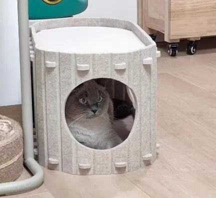 The Hideout — Felt Two-Story Cat Cave