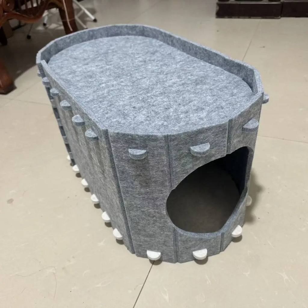 The Hideout — Felt Two-Story Cat Cave