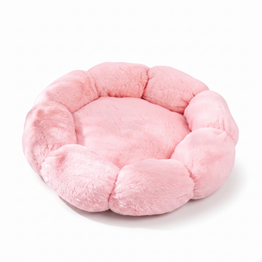 Floral Bed — Round Plush Cat Basket Bed