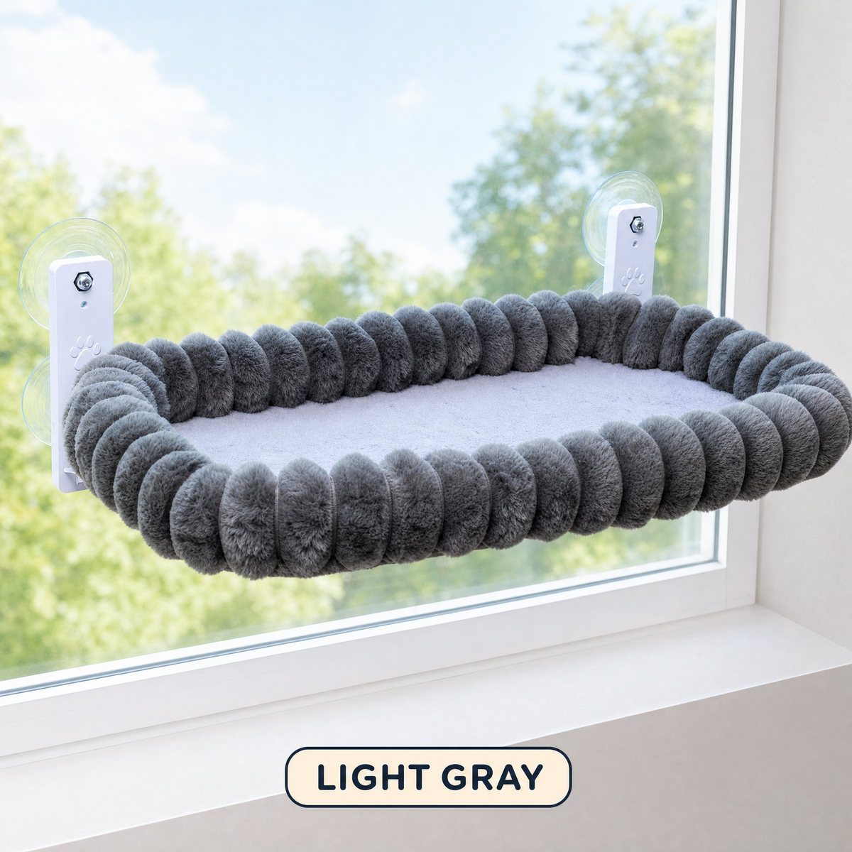 Cozy Cat Window Perch — Light Gray