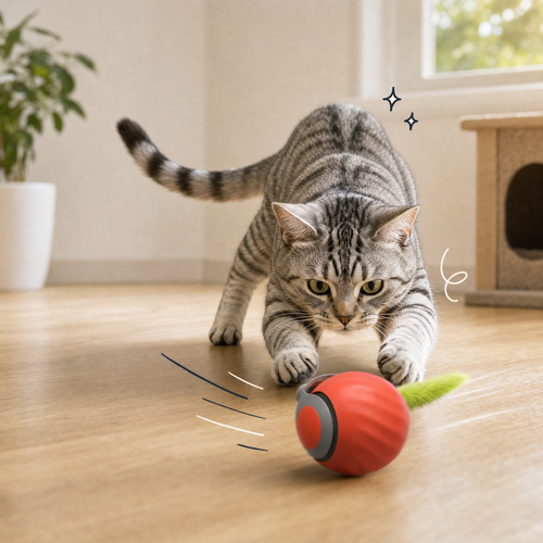 The Dash — cat pouncing on the smart rolling ball