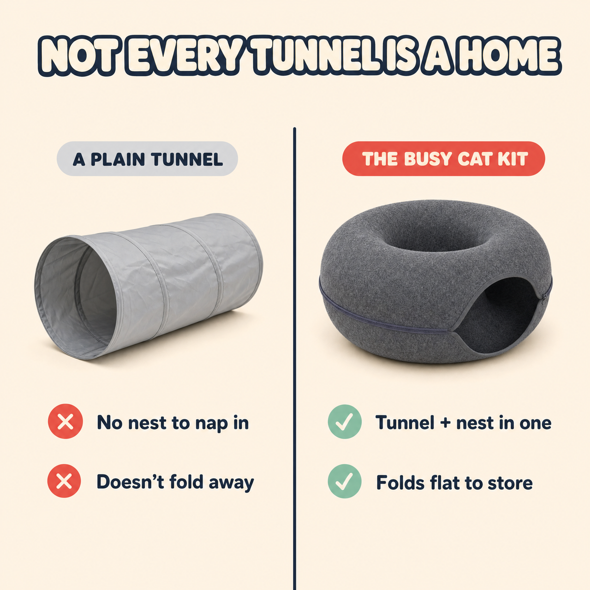 The Busy Cat Kit — Felt Tunnel Nest