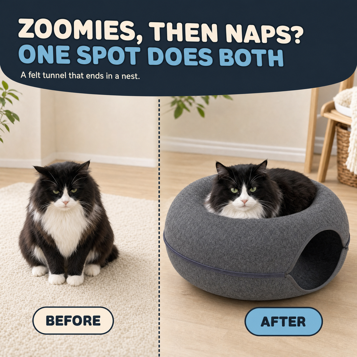 The Busy Cat Kit — Felt Tunnel Nest